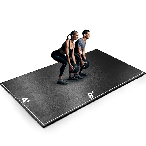 Large Exercise Mat, 8' x 6'/8' x 4'/6' x 4' Extra Durable Workout Mats for Home Gym Flooring, High-Density Gym Mats Cardio Mat for Jump Rope, MMA, Stretch, HIIT, Shoe-Friendly, Non-Slip, Non-Toxic