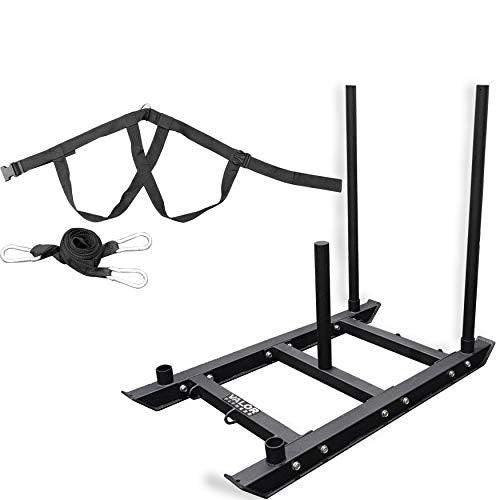 Valor Fitness Weighted Sleds for Push, Pull, and Drag Training – Strength and Conditioning Sleds with Harness and Plate Storage for Home Gym or Sports Performance