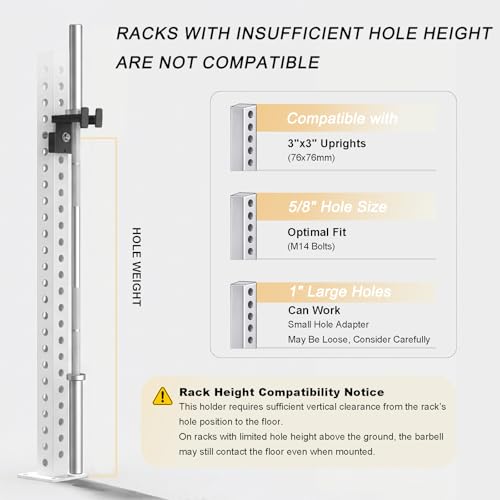 Rack-Mounted Olympic Barbell Holder for 2x2 & 2x3 Power Racks, No Drilling Required – Heavy-Duty Steel Storage with Protective Padding, Space-Saving Gym Equipment - color: fit 3x3"power racks
