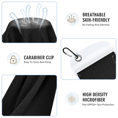 4 Pack Cooling Towels (40"x12"), Soft Breathable Cooling Towels for Neck and Face, Microfiber Workout Towels for Yoga, Golf, Running, Hiking & More Activities