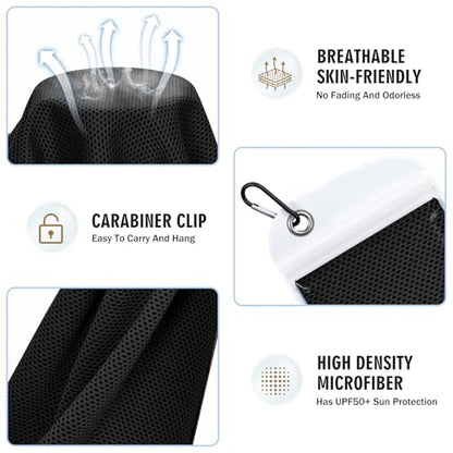 4 Pack Cooling Towels (40"x12"), Soft Breathable Cooling Towels for Neck and Face, Microfiber Workout Towels for Yoga, Golf, Running, Hiking & More Activities