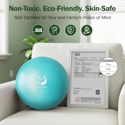 Slim Panda Pilates Ball, 9 Inch Small Exercise Ball, Anti Burst Mini Yoga Ball for Stability, Workout, Barre, Core Strength, Physical Therapy, Balance, Stretching