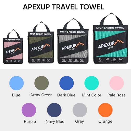Microfiber Travel Towel, Ultra Absorbent Quick Dry Towels, Lightweight Gym Sports Camping Towel for Workout, Yoga, Beach, Shower, Swimming (Combo, Army Green)