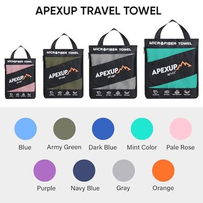 Microfiber Travel Towel, Ultra Absorbent Quick Dry Towels, Lightweight Gym Sports Camping Towel for Workout, Yoga, Beach, Shower, Swimming (Combo, Army Green)
