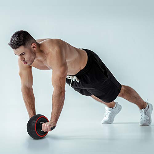 Ab Roller for Abs Exercise Workout Fitness Ab Wheel Roller Knee Mat Resistance Bands Home Gym Equipment for Men Women Abdominal Exercise - color: Black w Jump Rope