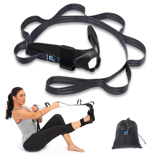 Foot and Calf Stretcher for Plantar Fasciitis, Achilles Tendonitis, Heel Spurs, Drop Foot. Yoga Stretching Strap for Leg, Thigh and Hamstring (Black) - color: Black