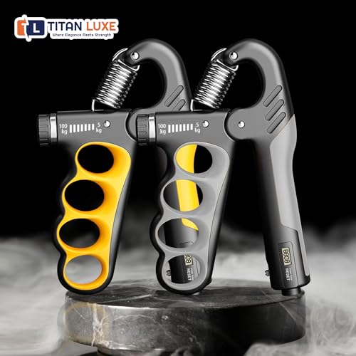 Grip Strength Trainer – Adjustable Resistance Hand Grip Strengthener (11-220 Lbs/5-100KG) with Auto Electronic Counter | Forearm & Finger Exerciser for Athletes, Musicians, Injury Recovery - color: Grey