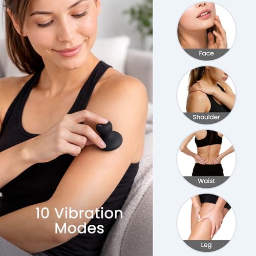 Handheld Massage Ball, Portable Waterproof Rechargeable Mini Massage Tool (Black) - color: Black