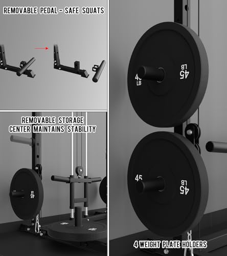 Eonfit E2 Power Cage，1500LB Squat Rack with Cable Crossover System.Multi-Function Power Rack for Home Gym.All-in-One Squat Rack with More Training Attachments