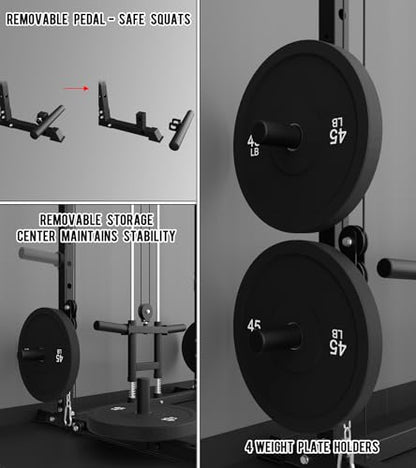 Eonfit E2 Power Cage，1500LB Squat Rack with Cable Crossover System.Multi-Function Power Rack for Home Gym.All-in-One Squat Rack with More Training Attachments