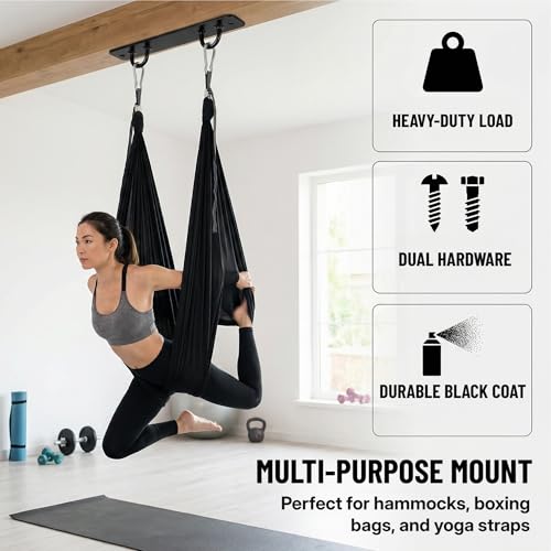 Lyellfe 2 Pack Battle Rope Anchor, Wall Ceiling Mount Bracket for Suspension Strap, Body Weight Strength Training Systems, Heavy Duty Hammock Hanging Kit for Battle Rope, Yoga and Gymnastic Rings
