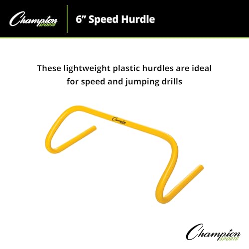 Champion Sports Speed Hurdles – Lightweight Adjustable Agility & Jump Training for Athletes - Speed & Stride Drills, Soccer, Football & Track - style: 6" Yellow (Single Hurdle)