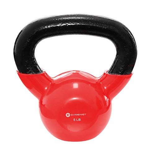 GYMENIST Iron Exercise Kettlebell, Vinyl Coated, Fitness Body Workout Equipment Kettle Bell, Choose Your Weight Size