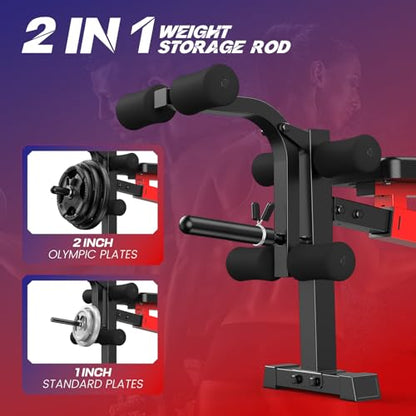 OPPSDECOR 900 LBS Weight Bench Set with Squat Rack, Adjustable Bench Press Set with Leg Extension and Leg Curl, Foldable Flat/Incline/Decline Workout Bench for Home Gym