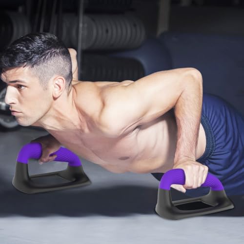 Push Up Bars, Ergonomic Pushup Handles for Home Gym Training - color: B: Blue Purple