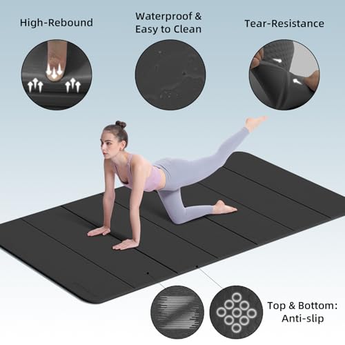 PAIDU Foldable Yoga Mat thick- 2/5" (10MM) TPE Non-Slip Design, Quick Fold，Easy Storage, 75x40 Extra Long/Wide for Indoor Yoga, Pilates and Outdoor Travel Workouts