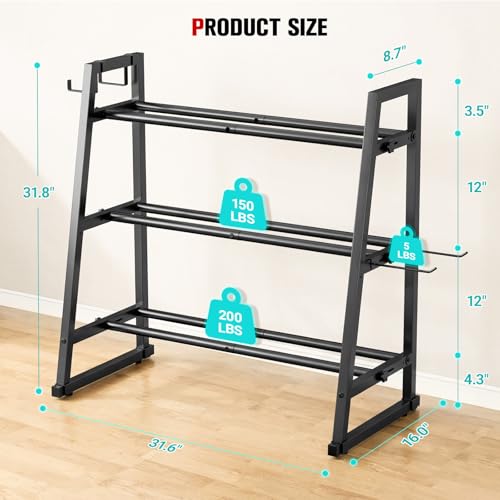 Dumbbell Rack Stand Only, Adjustable Weight Rack for Home Gym, Capacity Weight Storage Stand, Kettlebell & Dumbbell Organizer, Space-Saving Fitness Equipment Rack