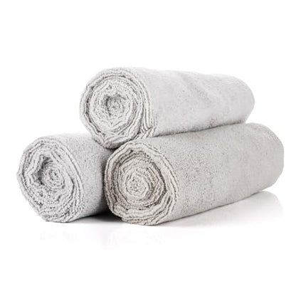 The Rag Company - Sport & Workout Towel - Gym, Exercise, Fitness, Spa, Ultra Soft, Super Absorbent, Fast Drying Premium Microfiber, 320gsm, 16in x 27in (3-Pack) (Ice Grey)