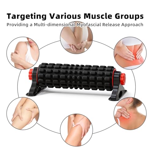 XL IT Band Firm Foam Roller with Resistance Holder - 17 inches - Exercise Roller for IT Band Issues, Deep Tissue Muscle Massage, Muscle and Back Roller for Fitness, Gym Equipment (Black) - color: Black
