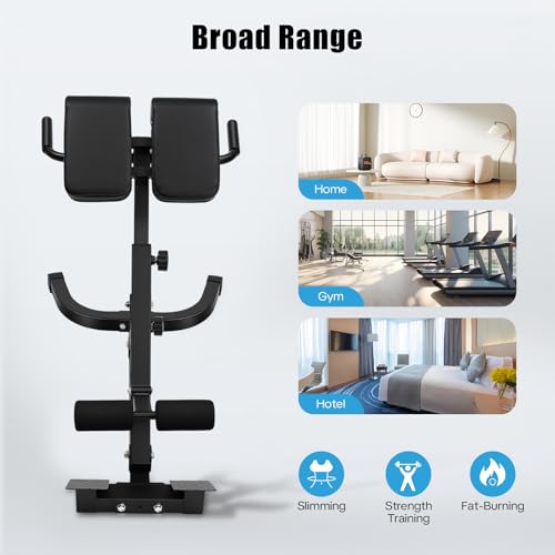 Roman Chair Back Extension Machine-Multi Functional Ab Bench, Angle & Height Dual Adjustable Back Extension Bench Machine for Glute, Leg Strength Trainer Home Gym Full Body