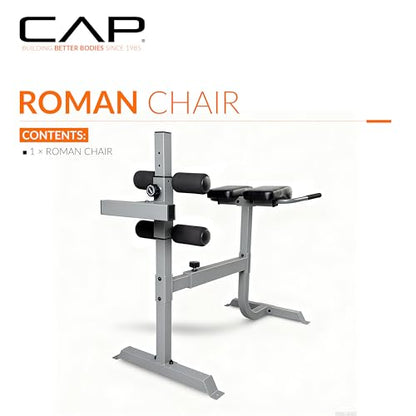 Cap Strength Roman Chair – Adjustable Back Extension Bench for Core & Glute Workouts, Heavy-Duty 300 LB Capacity - Black and Gray Options