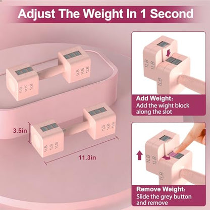 Hezeyferg 18LBS 22LBS Adjustable Dumbbells Set, Hand Weights Sets with Mutilple Levels, Adjustable Weight Dumbbells for Women/Men Home Gym Full Body Workout - color: Pink 9LB Each ( 18LB Pair )