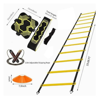 Qianly Football Footwork Training Gear Portable Soccer Training Equipment Set Speed Ladder and Cone Set for Children