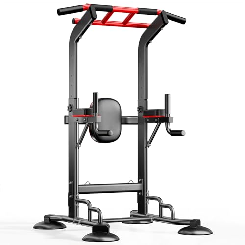 soges Power Tower Pull Up Bar Station, Dip Station for Home Gym, Height Adjustable Heavy Duty Strength Home Training Fitness Workout Equipment