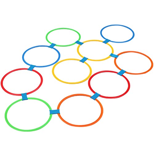 Hop Floor Hopscotch Ring Game, Kids Balance Coordination Agility Speed Training Game Equipment, 10 Rings10 Buckle - size: 28cm/11"