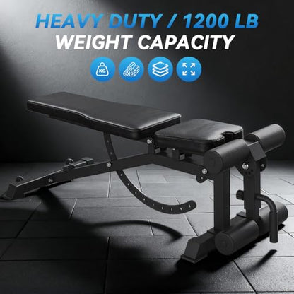 Strength Weight Bench 32 Adjustable Positions Training Benches - Heavy Duty Home Gym Equipment with 1300 LBS Weight Capacity Durable Steel Construction Incline Decline Bench for Full Body Workout - color: Black-1