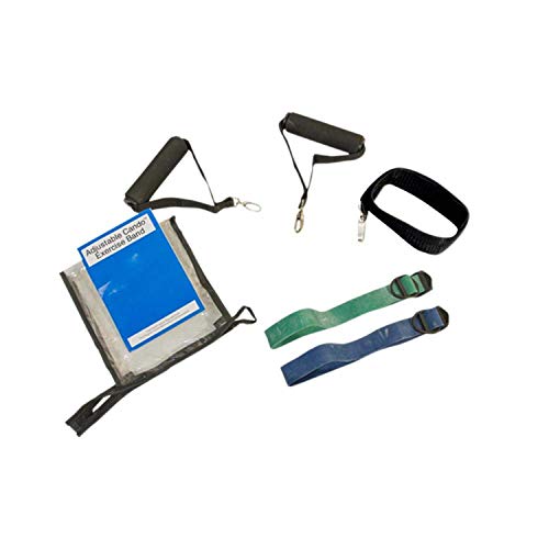 CanDo 10-3234 Adjustable Exercise 2 Band Kit, Moderate, Green/Blue - size: 2 Band Moderate
