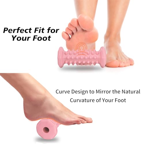 Pink Foot Massager Roller for Plantar Fasciitis, Arch Heel Pain Relief - color: Pink