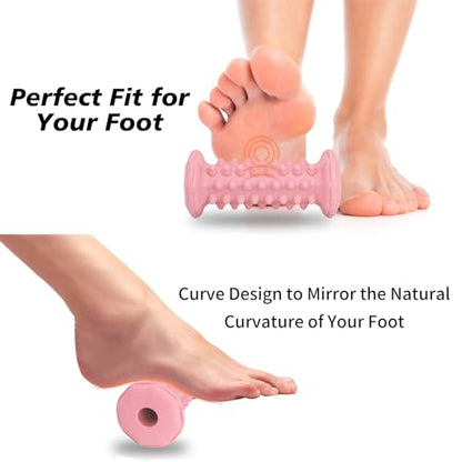 Pink Foot Massager Roller for Plantar Fasciitis, Arch Heel Pain Relief - color: Pink