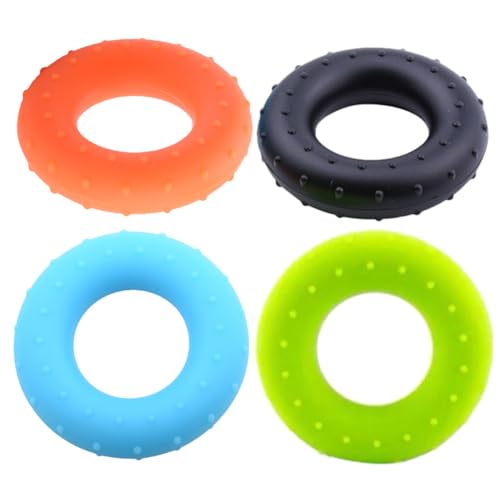 4pcs Hand Grip Strengthener Set Silicone Finger Exerciser Multi-resistance Muscle Strength Training Circles for Home Workout and Rehabilitation