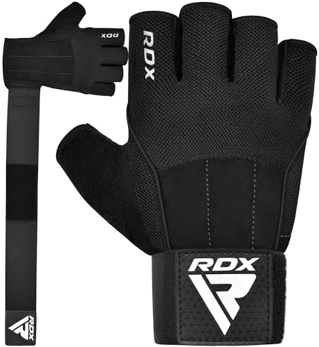 RDX Workout Gloves, 15-Inch Long Support Strap Anti Slip Palm Protection with 3 Wrist Alignment Plates, Powerlifting Deadlifting Bodybuilding Gym Fitness, Weight Lifting Exercise Training, Men Women - color: Black, size: Small