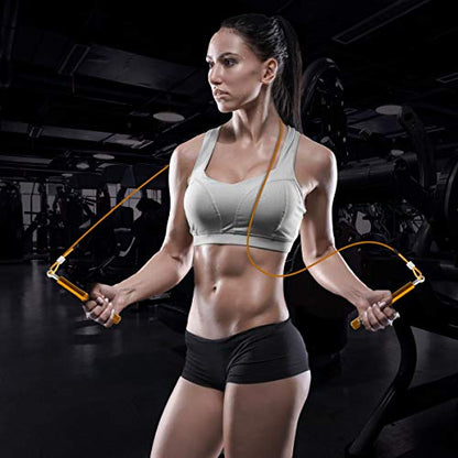 Jump Rope, Wastou Speed Jumping Rope for Training Fitness Exercise, Adjustable Adults Workout Skipping Rope for Men, Women, Kids, Girls - color: Gold