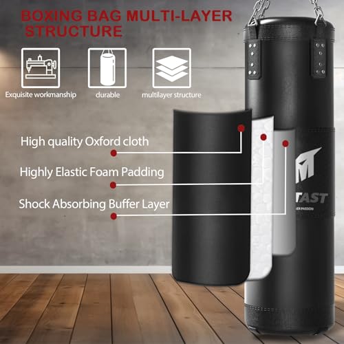 Mesetast Punching Bag for Adults, 4ft Heavy Boxing Bag Set with 12 OZ Gloves for MMA Karate Kickboxing Boxing - Unfilled - color: 1.Black