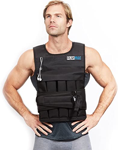 RUNmax 20LBS - 150LBS Adjustable Weighted Vest Wtih Shoulder Pads Option for Men and Women - size: 80 lbs WITHOUT SHOULDER PADS