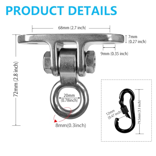 Heavy Duty Swing Hanger for 1000 LBS Capacity Hammock Hanger 180° Swing Stainless Steel Swing Hardware Accessories for Porch Playground Yoga Sand Bag - size: Pack 1