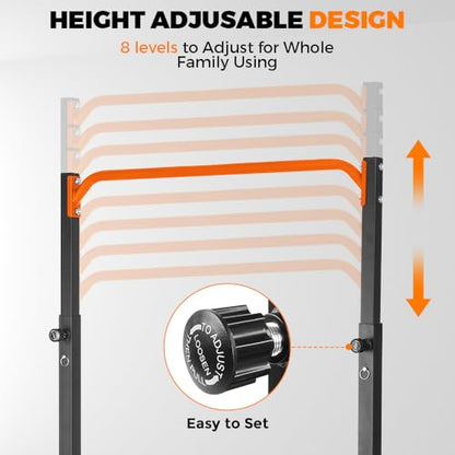 Pull Up Station, Power Tower Adjustable Pullup Bar Free Standing, Heavy Duty Multifunction Strength Training Pull Up Bar, Gym Workout Fitness Equipment Chin up Bar for Home Outdoor, 440LBS Capacity