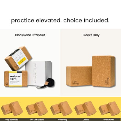 Cork Yoga Blocks 2 Pack – High Density Non Slip with Select Cork Grain for Chip-Resistant Durability | Extra Thick 4” for Support & Stability | Natural, Smooth, and Crumble Free | Body By Yoga