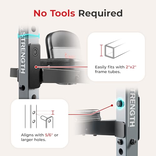 Sunny Health & Fitness Power Cage Squat Rack Upgrade Attachments, Dip Bar, Plate Bar Holder, Belt Squat, J Hook, Lat, Adapter, U Ring, Pull Up Bar, Landmine, Captain's Chair, Tricep Rope For Home Gym - style: Captain's Chair