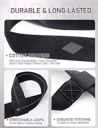 Yoga Mat Carrier Strap - Adjustable Thick and Wide Strap for Carrying Mat or Stretching - color: Hot Pink