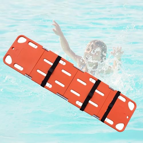 Foldable Plastic Spine Board Stretcher for Life-Saving Rescue, Water-Resistant Backboard with 350Lb Weight Capacity, PE 4-Fold Design for First Responders - color: 4-folds