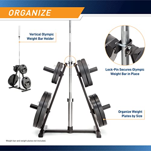 Marcy Olympic Weight Plate Tree for 2-Inch Plates Weight Storage Rack - color: A-Frame - Black