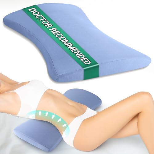 Lumbar Pillow for Sleeping, Lumbar Support Pillow for Bed for Back Pain Relief, Memory Foam Lower Back Pillow for Bed, Back Support Pillow for Side & Back Sleepers, Washable Cover - color: Blue