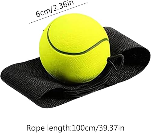 1Pc Yellow Wrist Return Ball with Adjustable Wrist Strap, Rubber Bounce Back Balls with String for Agility Drills and Reflex Exercises