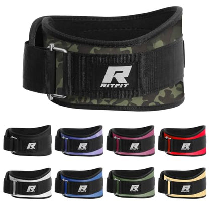 RitFit Weight Lifting Belt 6 Inch for Squats Deadlift Strength Training - color: Camo Green, size: S(26"-32")