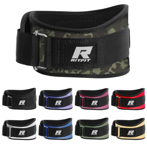 RitFit Weight Lifting Belt 6 Inch for Squats Deadlift Strength Training - color: Camo Green, size: XL(43"-51")