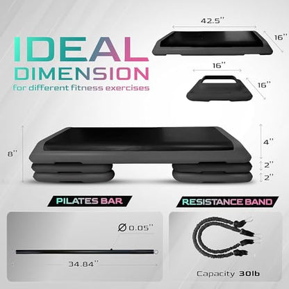 Yes4All Multi-Functional Aerobic Step Platform Adapter/Versatile Stepper Platform With Pilate Bar And Resistance Band